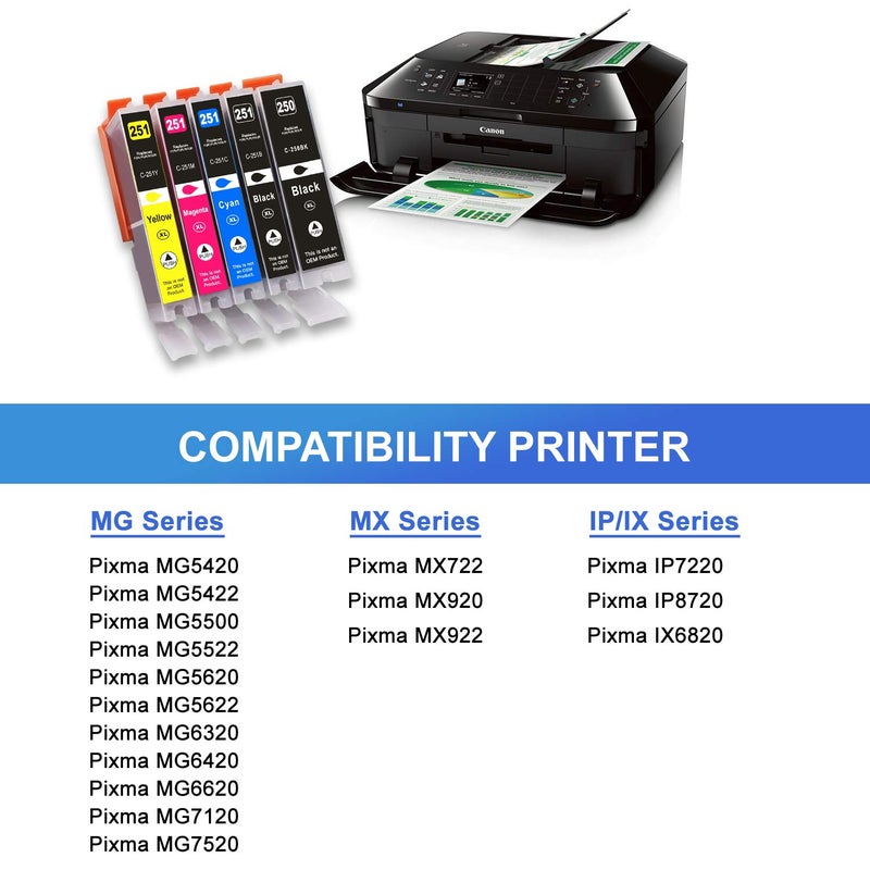Arthur Imaging Compatible Ink Cartridge Replacement for Canon Pgi-250Xl CLI-251XL for Use with Pixma MX922 MG5520 (6 Large Black, 4 Small Black, 4 Cyan, 4 Yellow, 4 Magenta, 22-Pack) - Image 5